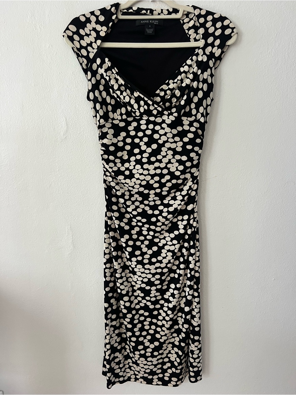 Anne Klein Black and White Polka Dot Midi Dress